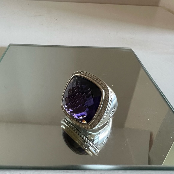 David Yurman 20mm sterling silver diamond amethyst ring NEW⭐️ - Picture 10 of 10